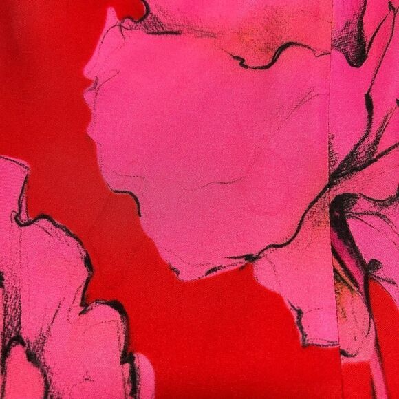 J Peterman Red Floral V Neck Sleeveless Midi Dress Women’s Size 4 - Picture 9 of 15